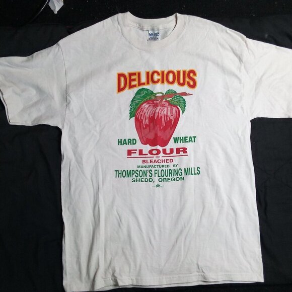 Vintage Thompson's Flouring Mills Hard Wheat Flour Label T-Shirt - Picture 2 of 6